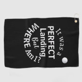 白黒タイポグラフィおもしろいユーモアゴルフボール ゴルフタオル (横)