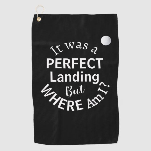 白黒タイポグラフィおもしろいユーモアゴルフボール ゴルフタオル (正面)