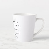 白黒タイポグラフィのいとこ定義 カフェラテマグ (右)