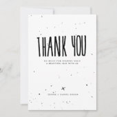 白黒タイポグラフィの(ばちゃばちゃ)跳ねるは感謝していしています サンキューカード (正面)