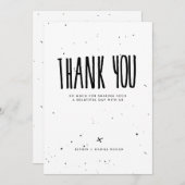 白黒タイポグラフィの（ばちゃばちゃ）跳ねるは感謝していしています サンキューカード (正面/裏面)