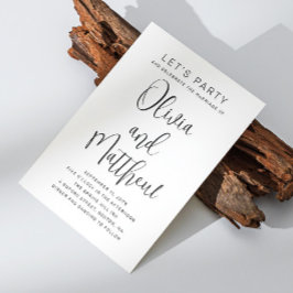 白黒タイポグラフィス結婚クリプト+ QR 招待状