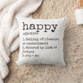 白黒タイポグラフィハッピーピロー クッション (ブランケット)