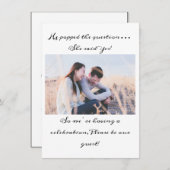 白黒タイポグラフィフォト婚約パーティ 招待状 (正面/裏面)