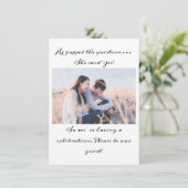 白黒タイポグラフィフォト婚約パーティ 招待状 (スタンド正面)