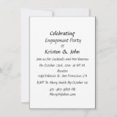 白黒タイポグラフィフォト婚約パーティ 招待状 (裏面)