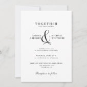 白黒タイポグラフィフォーマルクラシック結婚の 招待状 (正面)