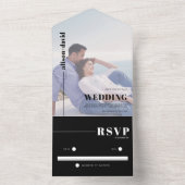 白黒タイポグラフィミニマル結婚リスト オールインワン招待状 (内側)