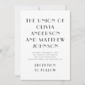 白黒タイポグラフィミニマル結婚リスト 招待状 (正面)