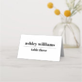 白黒タイポグラフィミニマ結婚リスト プレイスカード (正面)