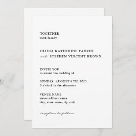 白黒タイポグラフィモダン結婚ズ 招待状