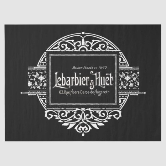 白黒タイポグラフィ円フランスの切り離し 薄葉紙 (正面)