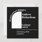 白黒タイポグラフィ卒業フラットカード 案内状 (正面)