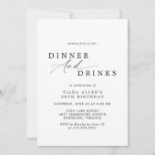 白黒タイポグラフィ大人誕生日ディナー 招待状 (正面)