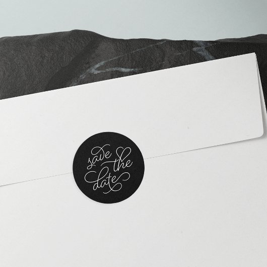 白黒タイポグラフィ日付の保存 ラウンドシール