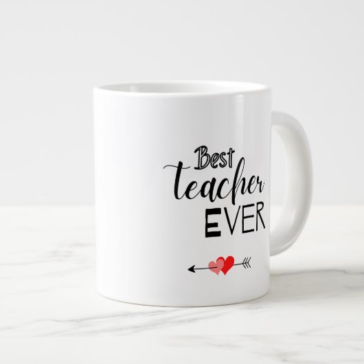 白黒タイポグラフィ最高の先生 ジャンボコーヒーマグカップ (正面右)