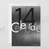 白黒タイポグラフィ男の10代の子の誕生日パーティー 招待状 (裏面)