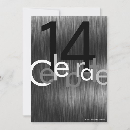 白黒タイポグラフィ男の10代の子の誕生日パーティー 招待状 (裏面)