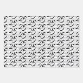 白黒タイポグラフィ番号25誕生日 ラッピングペーパーシート (正面3)