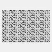 白黒タイポグラフィ番号25誕生日 ラッピングペーパーシート (正面3)