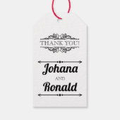 白黒タイポグラフィ結婚の感謝 ギフトタグ (裏面)