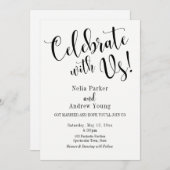 白黒タイポグラフィ結婚アフターお祝い 招待状 (正面/裏面)