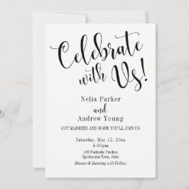 白黒タイポグラフィ結婚アフターお祝い 招待状