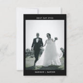 白黒タイポグラフィ結婚写真 サンキューカード (正面)