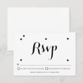 白黒タイポグラフィ結婚式RSVPカード 出欠カード (正面/裏面)