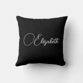 白黒タイポグラフィ自分の名前または単語 クッション (裏面)