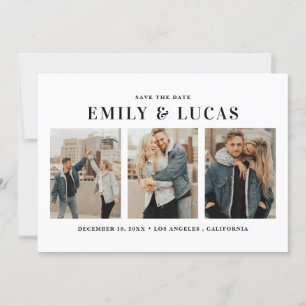 白黒タイポグラフィ3枚コラージュ セーブザデート