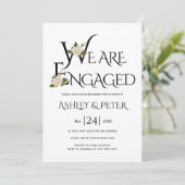 白黒タイポグラフィ、バラ婚約パーティ 招待状 (スタンド正面)