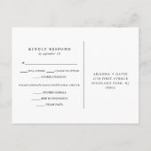 白黒タイポグラフィ | 食事の選択RSVP インビテーションポストカード (裏面)