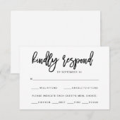 白黒タイポグラフィ | 食事選択 RSVP (正面/裏面)