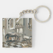 白黒タイルを張られたフランスのな浴室 キーホルダー (裏面)
