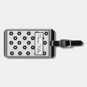 白黒タイルエレガントデザイン ラゲッジタグ (正面横)