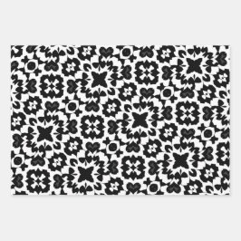 白黒タイルパターンセット1 ラッピングペーパーシート