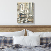 白黒タイル張りバスルームフランスの(浴室) キャンバスプリント (インサイチュ (寝室))