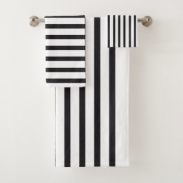 白黒タオルストライプセット バスタオルセット