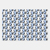 白黒タキシード子猫デザイン包装紙 ラッピングペーパーシート (正面3)