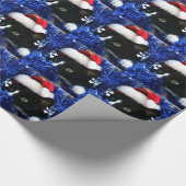 白黒タキシード猫のクリスマスの帽子のチンサル ラッピングペーパー (角)