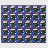 白黒タキシード猫のクリスマスの帽子のチンサル ラッピングペーパー (フラット)