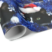 白黒タキシード猫のクリスマスの帽子のチンサル ラッピングペーパー (ロールコーナー)