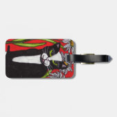 白黒タキシード猫デイジー花赤 ラゲッジタグ (裏面横)