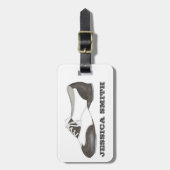 白黒タップオックスフォードタダンスダンスシューズ ラゲッジタグ (正面縦)