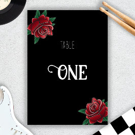 白黒タトゥーオールドスクール招待状 テーブルナンバー