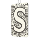 白黒タトゥースタイルインクフラワーモノグラム カーエアーフレッシュナー (左)