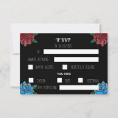 白黒タトゥーロックウェディングRSVPカード 出欠カード (裏面)