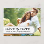 白黒タブの写真モダン日付の保存 案内ポストカード (正面)