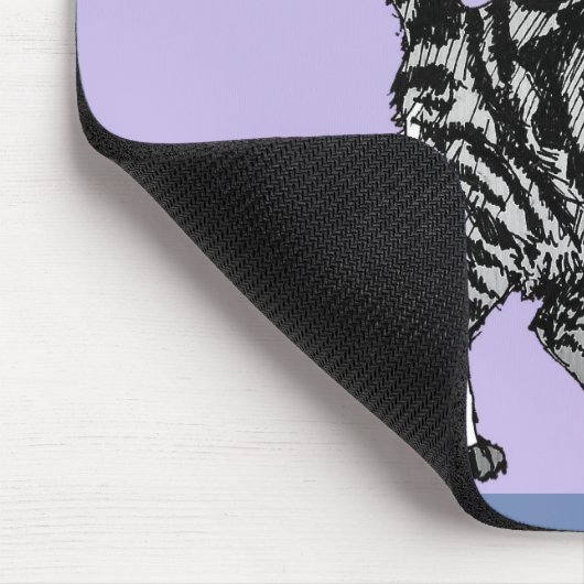 白黒タブビーキャットラブマムマウスマットパープル マウスパッド (コーナー)